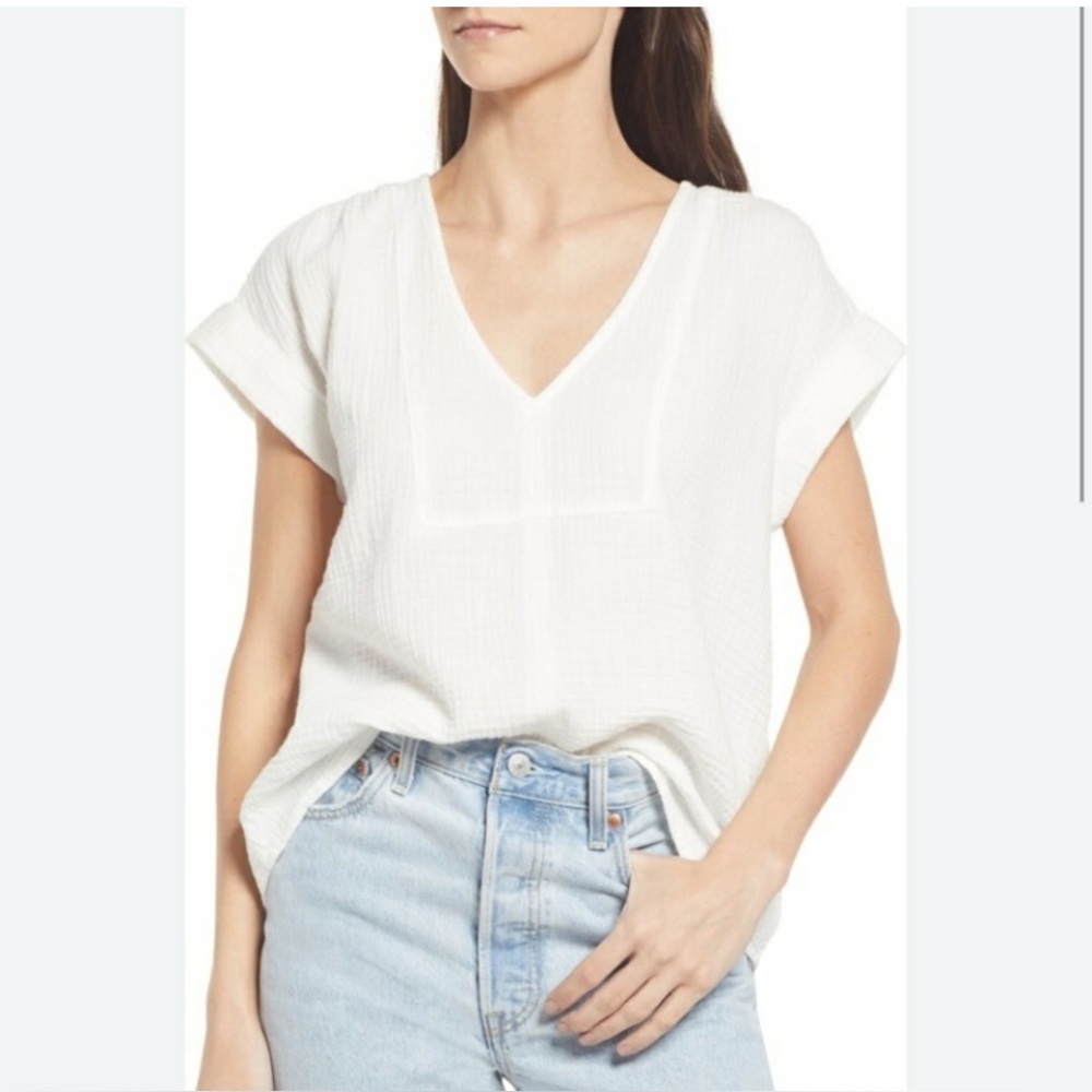 Madewell boxy gauze japanese cloth top S white oversized boxy simple